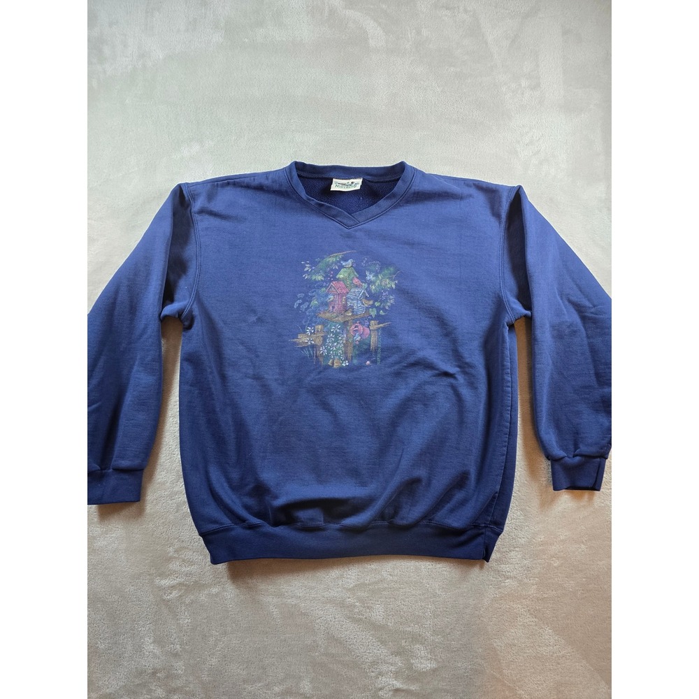 Vintage Northern Reflections Sweatshirt L Birdhouse Garden Cottage Core *Read